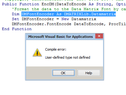 erro de compilação tipo definido pelo usuário não considerado acesso ms definido